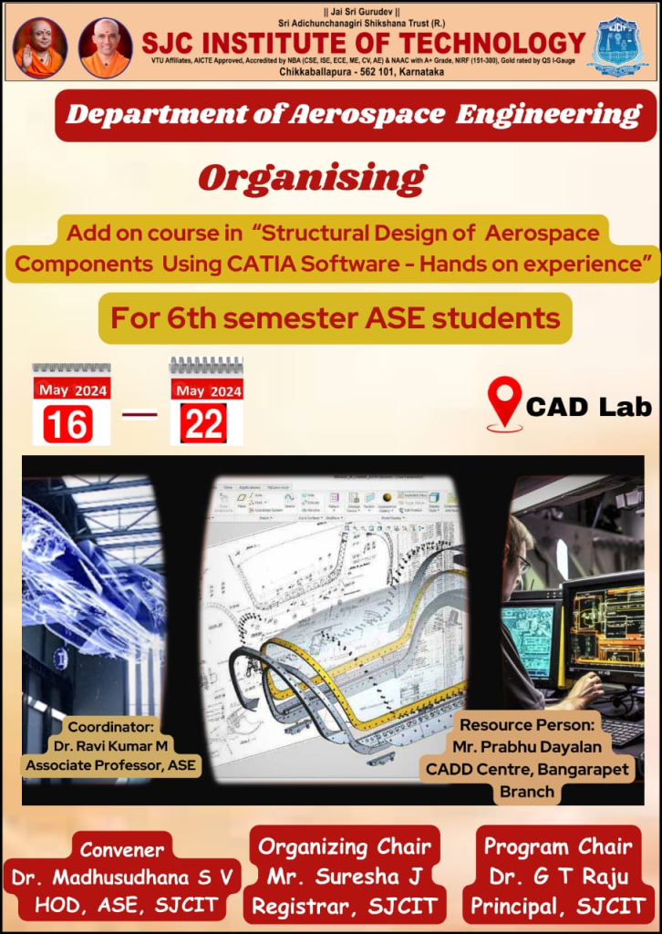 Add on course in “ Stuctural Design of aerospace Components using CATIA Softeare-Hands on  experience”