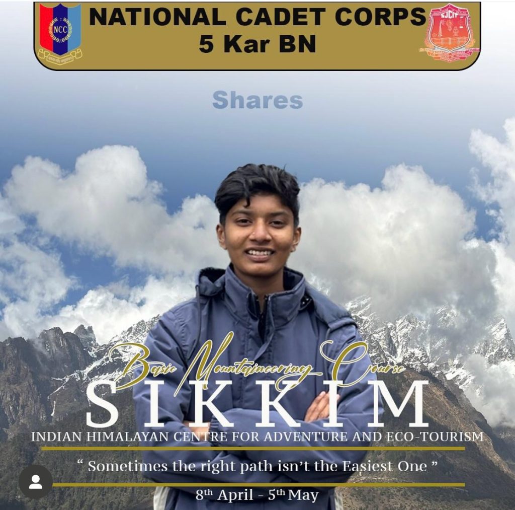 5 Kar BN NCC at the prestigious Basic Mountaineering Course held at the Indian Himalayan  Centre for Adventure and Eco-Tourism.